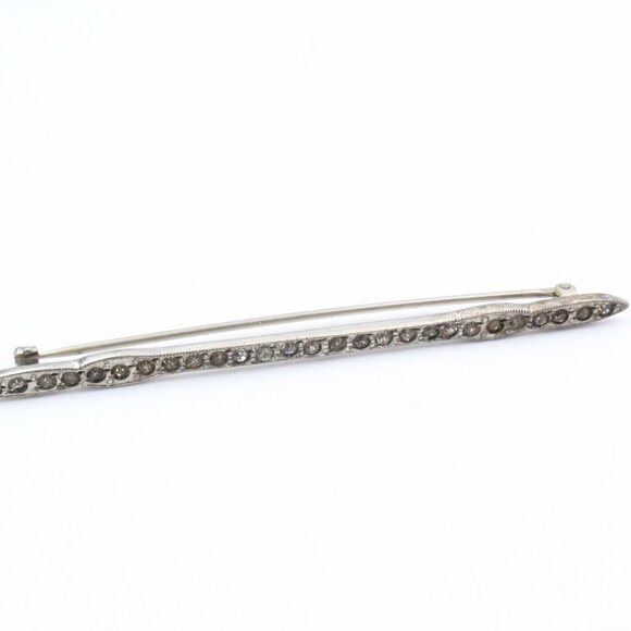STERLING SILVER ANTIQUE ART DECO PASTE GLASS PIN - Picture 1 of 8
